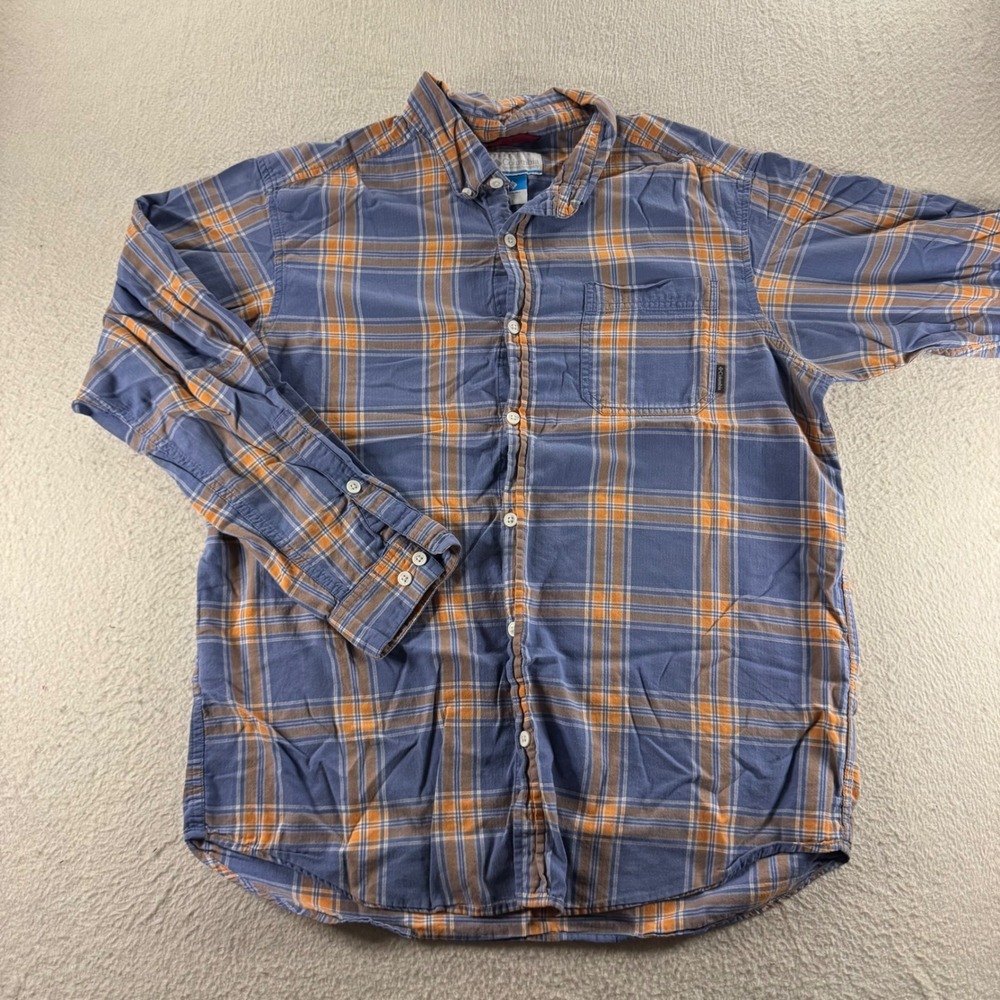 Columbia Mens L Button Down Plaid Long Sleeve Casual Shirt Fall Colors Everyday - Picture 1 of 10